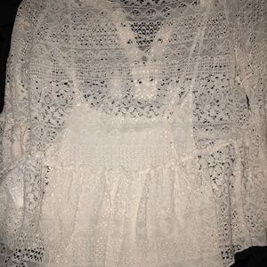 White lace peplum long sleeve